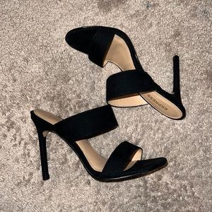 Express Black double strap slip on heels size 6